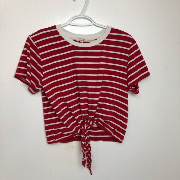 Heart & Hips Tops - Heart & Hips Striped Cropped Tie Top Heart & Hips Tops - Heart & Hips Striped Cropped Tie Top